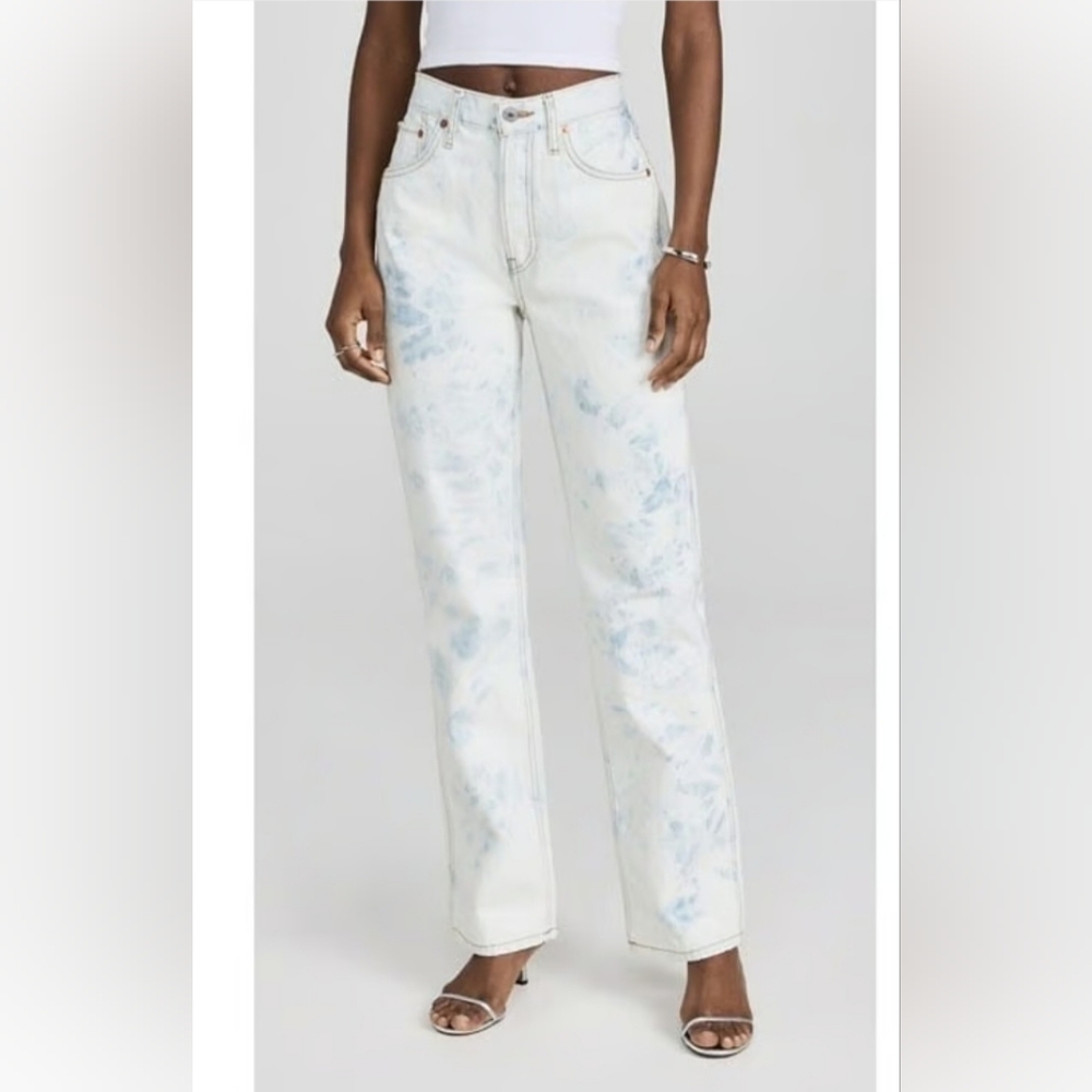 Re/Done 90s High Rise Loose Sunbleach White Denim Jeans. Size 24